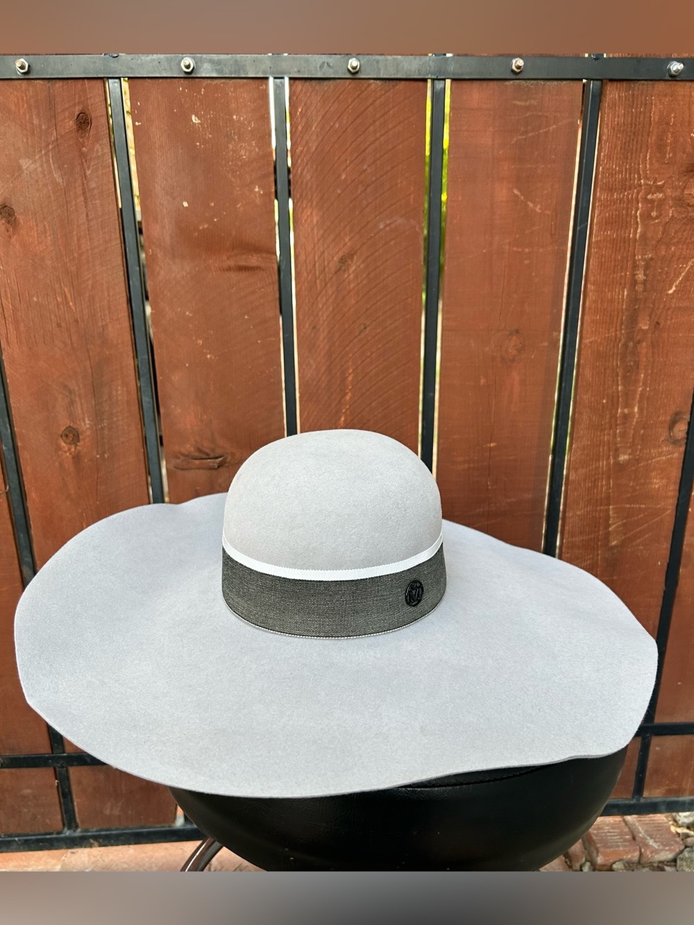 Maison Michel Lucia Wide Brim Floppy hat size small Concrete grey NWT